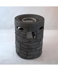 Flynama 20 Inch Round Outdoor Gas Fire Pit 32000 Btu Csa Certified with 2.5kg Lava Stone Rainproof Cover Magnesium Oxide Cultured Stone for Garden