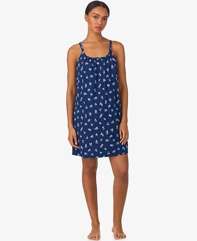 Lauren Ralph Women's Double Strap Button Neck Sleep Gown