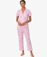 Lauren Ralph Women's 2-Piece Short-Sleeve Shirt and Cropped Pants Pajama Set
