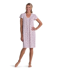 Miss Elaine Women's Short-Sleeve Printed Sleepwear Nightgown