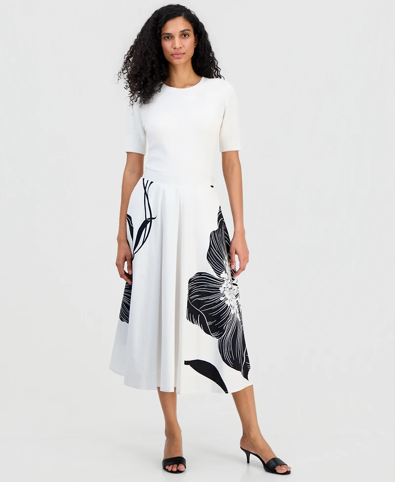 T Tahari Women's Flared Midi Skirt