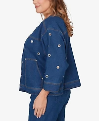 Ruby Rd. Plus Grommet Detail Stretch Denim Jacket