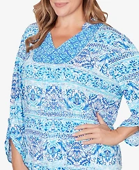 Ruby Rd. Plus Woodblock Twin Printed Knit Top