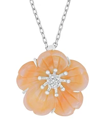 Macy's Imitation Pearl and Diamond (0.028 ct. t.w.) Flower Necklace