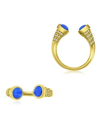 Macy's Lapis (1 ct. t.w.) and Cubic Zirconia Ring 14K Yellow Gold Over Sterling Silver