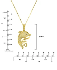 Macy's Black and White Diamond (0.1 ct. t.w.) Fish Necklace in 10k Yellow Gold