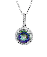 Macy's Diamond (0.15 ct. t.w.) and Mystic Green Halo Necklace