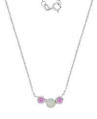 Macy's Opal (4mm) & Pink Sapphire (0.3 ct. t.w.) Necklace in Rhodium Over Sterling Silver