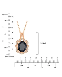 Macy's Onyx and White Sapphire (0.216 ct. t.w.) Halo Necklace in 14k Rose Gold Over Sterling Silver