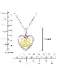 Macy's White Sapphire (0.21 ct. t.w.) and Created Ruby (0.21 ct. t.w.) Heart Necklace in 14k Yellow and White Gold Over Sterling Silver