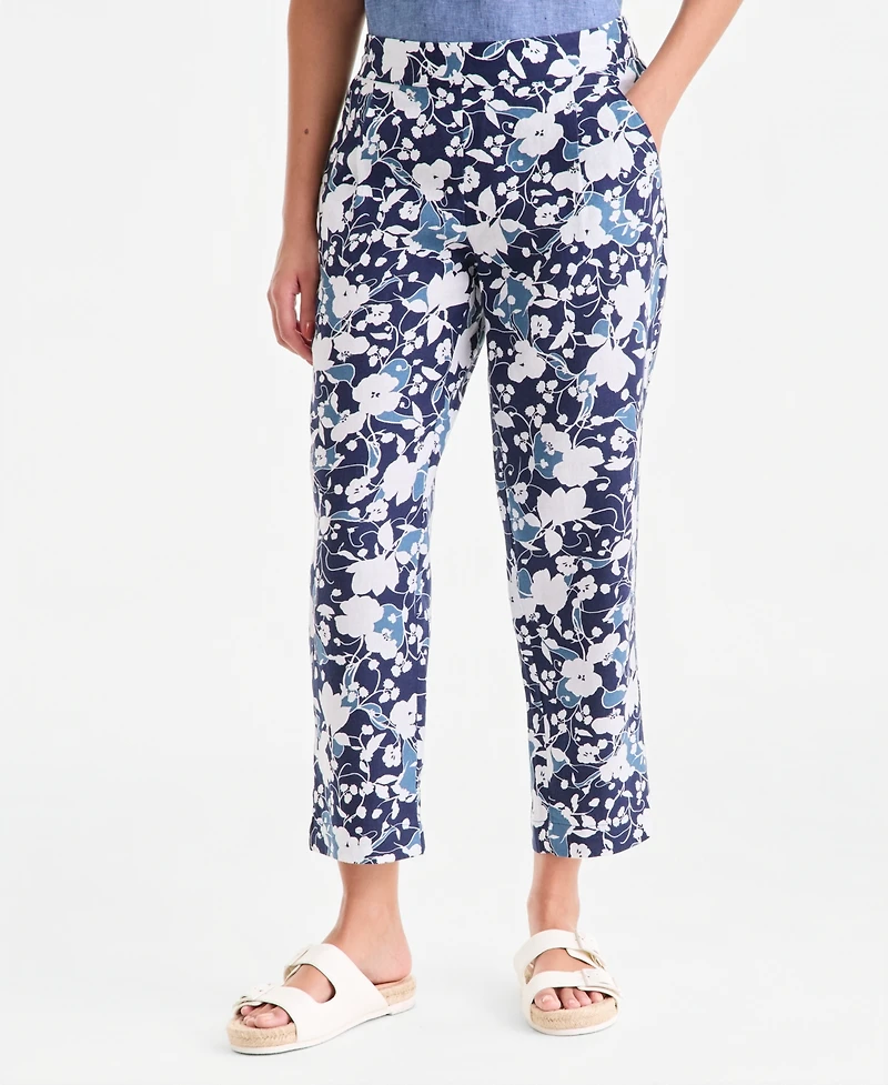 Charter Club Women's 100% Linen Pleated-Front Tapered Pants, Macy's Exclusive