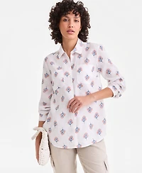 Charter Club Petite 100% Linen Button-Front Shirt, Created for Macy's