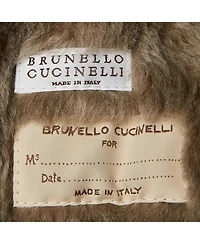 Pre-Owned Brunello Cucinelli Women's Black Leather Shearling Trimmed Zip-Up Jacket