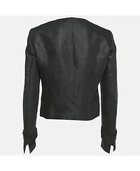 Pre-Owned Versace Women's Black Cotton Blend Button Front Jacket