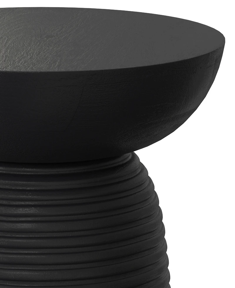 Simpli Home Boyd 13" Mango Wood Solid Ribbed Accent Table