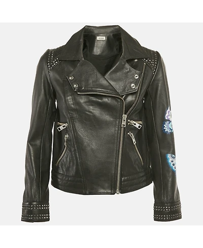 Pre-Owned Zadig & Voltaire Women's Black Studded Leather Kawai Biker Jacket