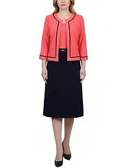 Ny Collection Petite 3/4 Sleeve 2 Piece Dress Set