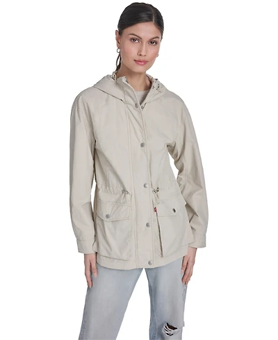 Levi's Women's Cinch-Waist Hooded Rain Anorak Jacket