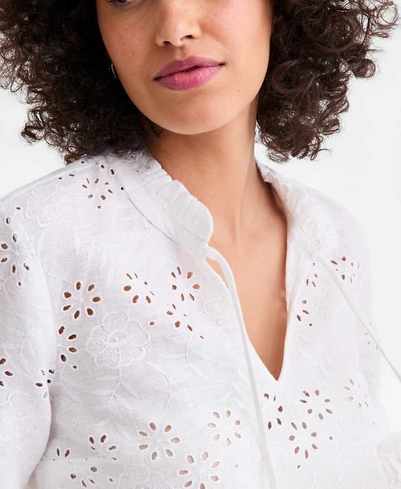 Charter Club Petite Tie Neck Top, Macy's Exclusive