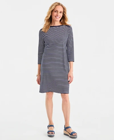 Style & Co Women's Striped Boat-Neck Knit Dress, Macy's Exclusive