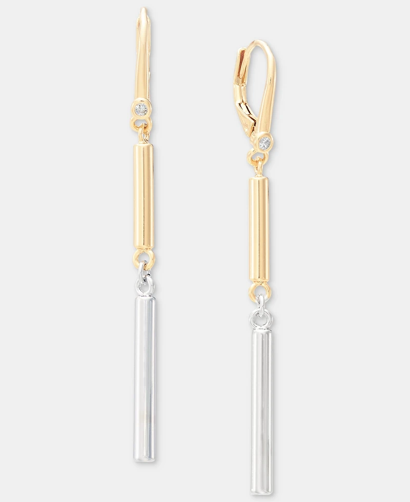 Dkny Two-Tone Bar Statement Double Drop Earrings