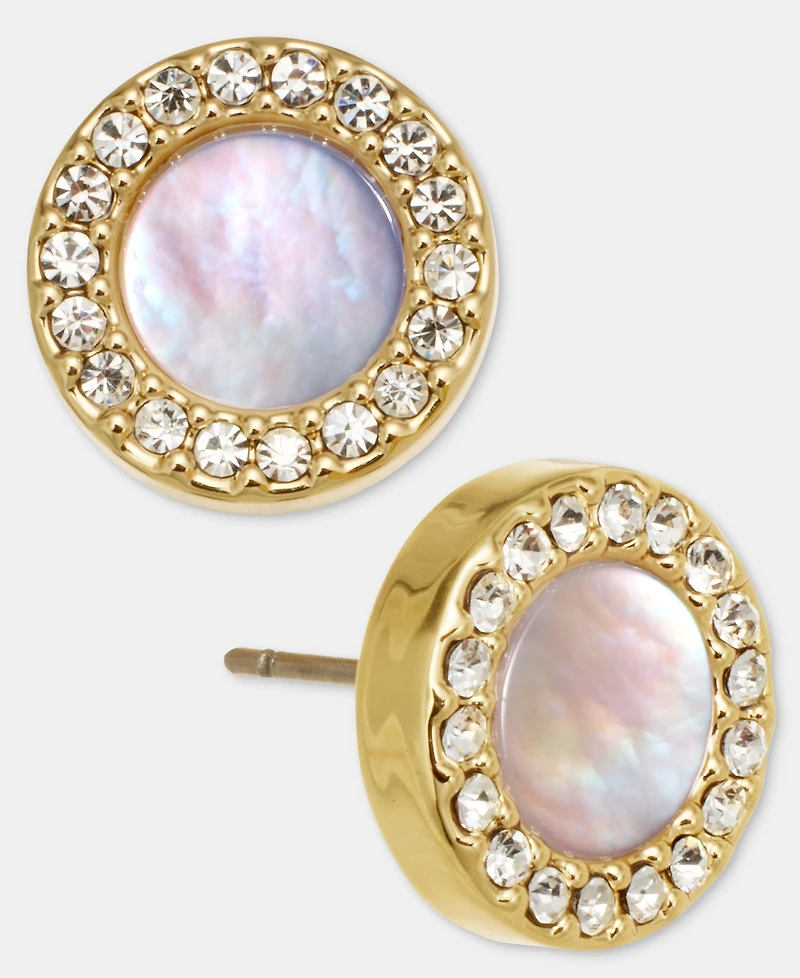 Dkny Mother of Pearl Inlay Statement Stud Earrings