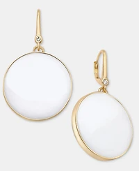 Dkny White Large Drama Inlay Drop Earrings