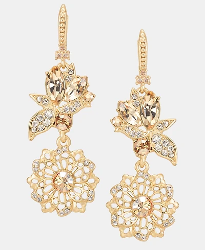 Marchesa Crystal Flower Double Drop Earrings