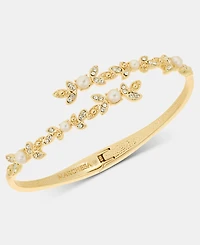 Marchesa Crystal & Imitation Pearl Bypass Bangle Bracelet