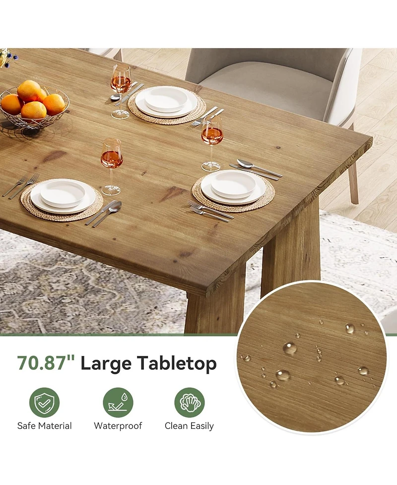 Tribesigns 70.87" Dining Table for 6-8, Solid Wood Rectangle Kitchen Table with Heavy-Duty Legs, Modern Kitchen and Dining Room Furniture