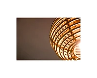 Wicker Village Handwoven Rattan Hanging Pendant Light, Pure Boho Round Ceiling Lantern with Chain for Living Room & Bedroom