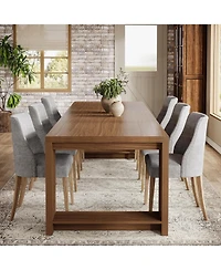 Tribesigns 86.61-Inch Dining Table for 6-8 People, Modern Narrow Long Kitchen Table with Pedestal Base, Farmhouse Extra Long Dining Room Furniture