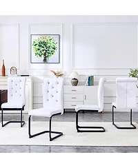 Streamdale Furniture Set of 2 Retro Alligator Upholstered Dining Chairs with Crystal Buckle