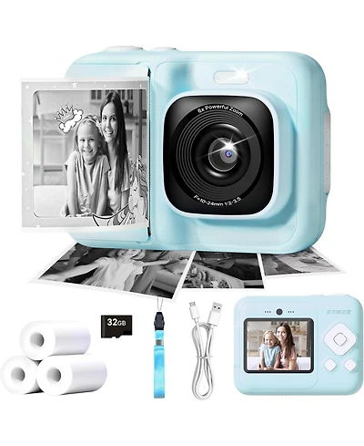 Swifint Kids Instant Print Camera, 1080P Digital Camera with 32GB Sd Card & 3 Paper Rolls. Christmas Birthday Gift for 4-10 Year Old Girls Boys, Blue