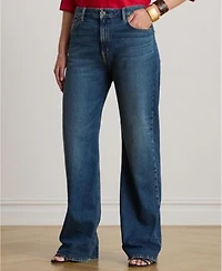 Lauren Ralph Lauren Womens High Rise Wide Leg Jeans