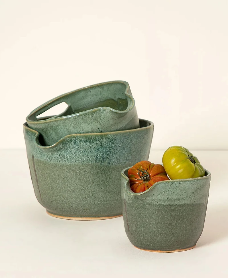 Uncommon Goods Nesting Stoneware Mixing Bowls, Set of 3