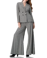 Ivonne Women's Double-Breasted Houndstooth Blazer