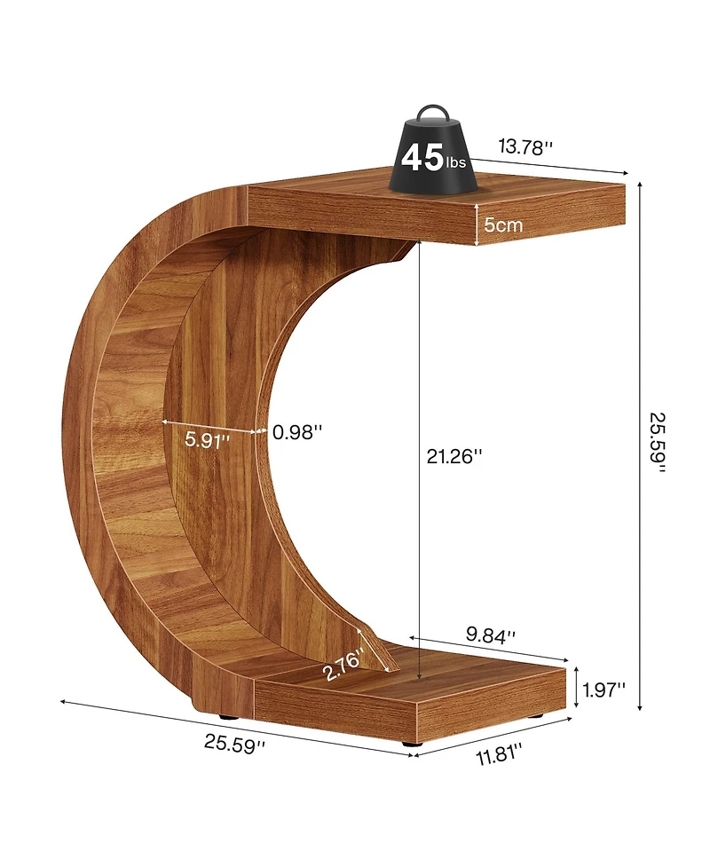 Tribesigns C-Shaped End Table Set of 2, Side Table for Couch Sofa Living Room Bedroom Small Space, Nightstand