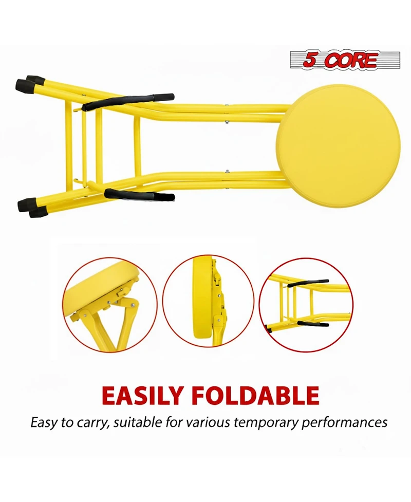 5 Core Guitar Stool 3.15" Padded Chair Foldable Heavy Duty Music Seat Built in Foot Rest Guitar Stand