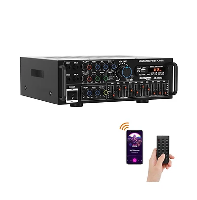 Artudatech 2000W Peak Hi-Fi Stereo Amplifier with Karaoke Mixer & Eq, Bluetooth 5.0, Usb/Sd Input, Fm Radio