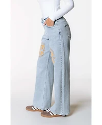 Colourful Rebel Women's Gaias Cr Logo High Rise Straight Leg Denim Pants
