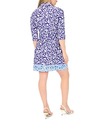 Msk Petite Printed Collared Neck Shift Dress