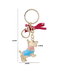 Juicy Couture Crystal Scottie Dog Keychain with Satin Bow, Gold Tone