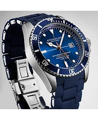 Stuhrling Depthmaster Heritage 4087 Men's Swiss Quartz Diver Watch, 44mm Black Dial with Red Accents