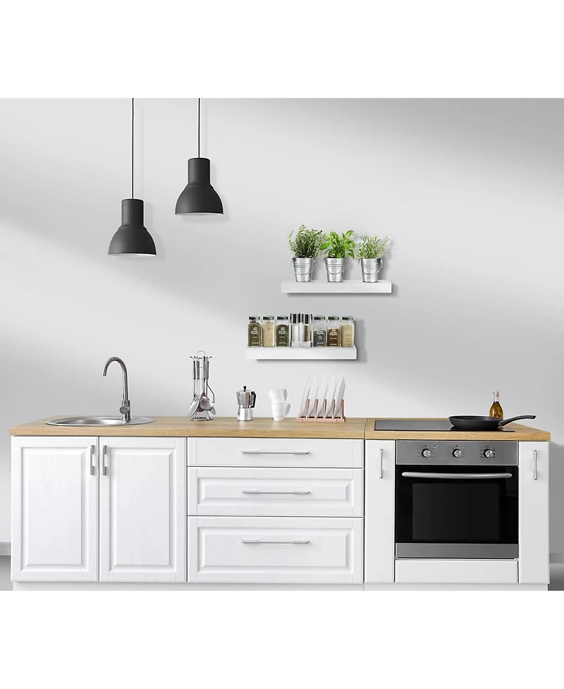 Sorbus 2 Pack 16 Inch Rectangle Wall Mounted Floating Shelves - for Home Decor to Display Trophies, Books, Frames, and more