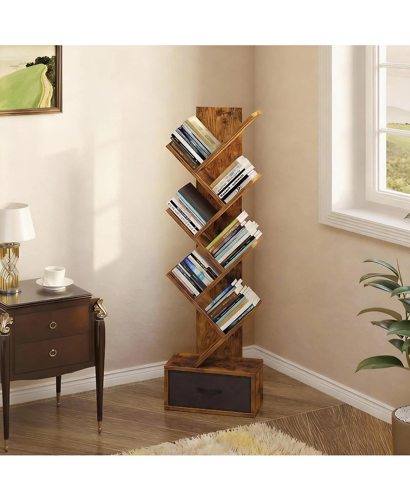 Yigii 7-Tier Rustic Tree Shelves, Space-Saving, Sturdy Design, Easy Assembly, Multi-Use