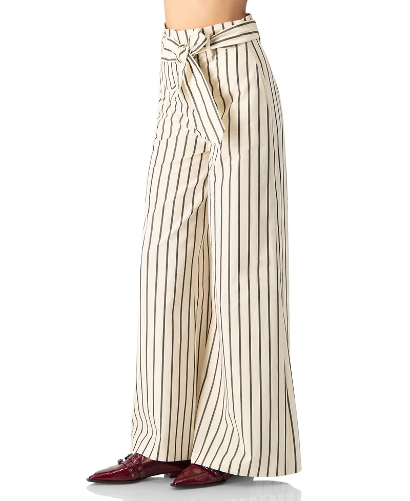 Ivonne Women's Striped Bow-Belted Wide-Leg Trousers