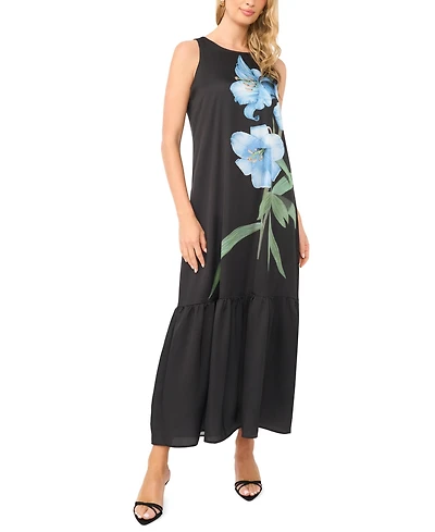 Vince Camuto Women's Crewneck Drop Waist Tiered Maxi Dress
