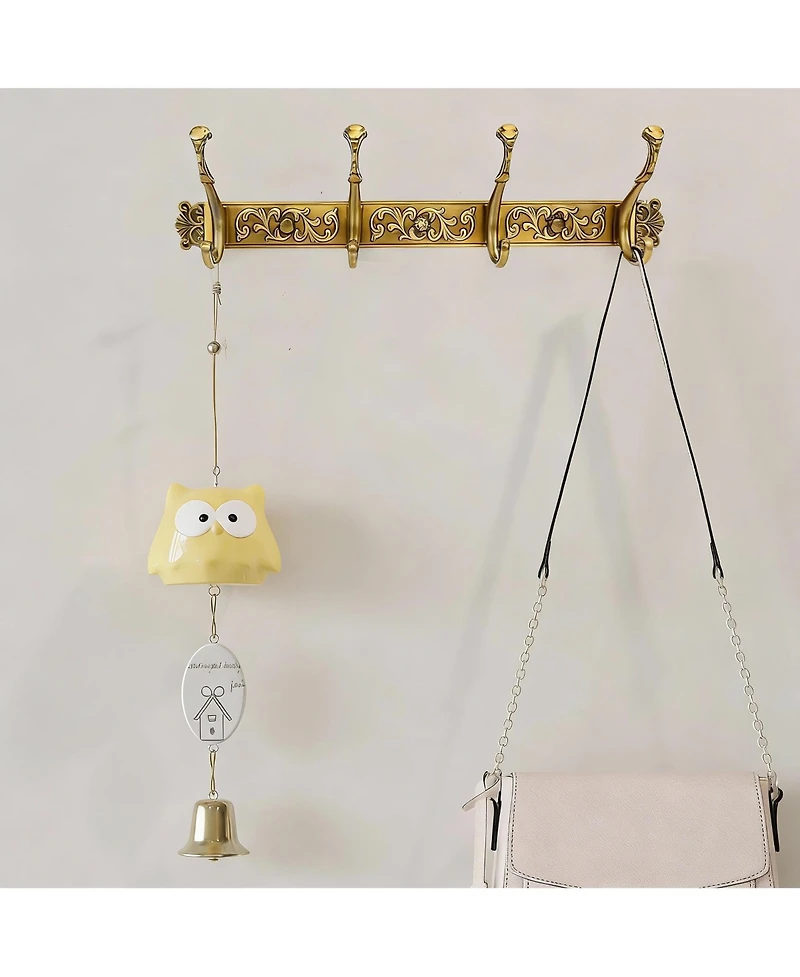 Yigii Vintage Aluminum Coat Rack with Rust-Resistant Hooks for Heavy Loads