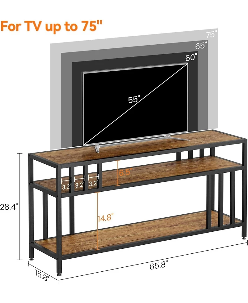 gaomon Tv Stand for up to in, Entertainment Center with Open Storage Shelves, Media Console Table